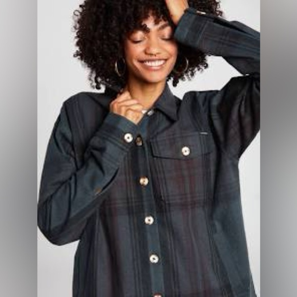 NWT VOLCOM Sound Trip JACKET S LIGHTWEIGHT Utility Plaid Gray Button Up